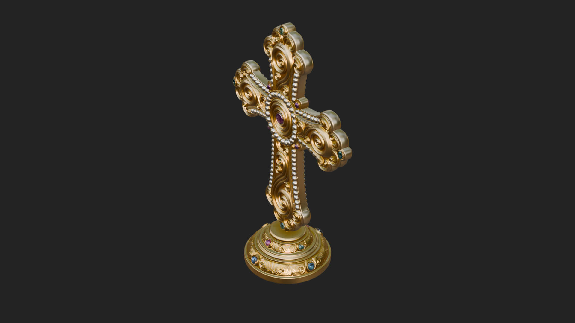 Standing Gem Cross Model Design 8 3D Print Model 3D Model