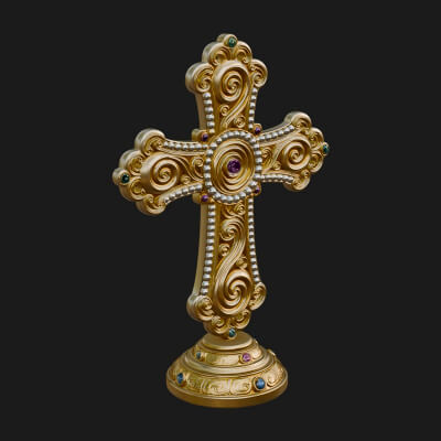 Standing Gem Cross Model Design 8 3D Print Model