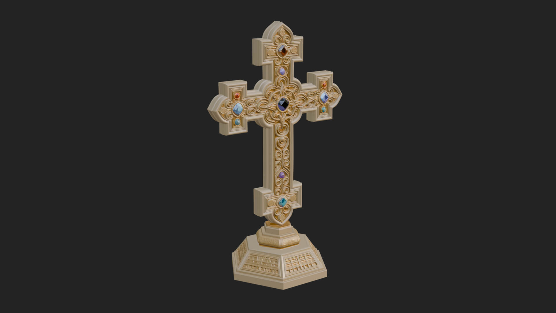 Standing Gem Cross Model Design 9 3D Print Model 3D Model