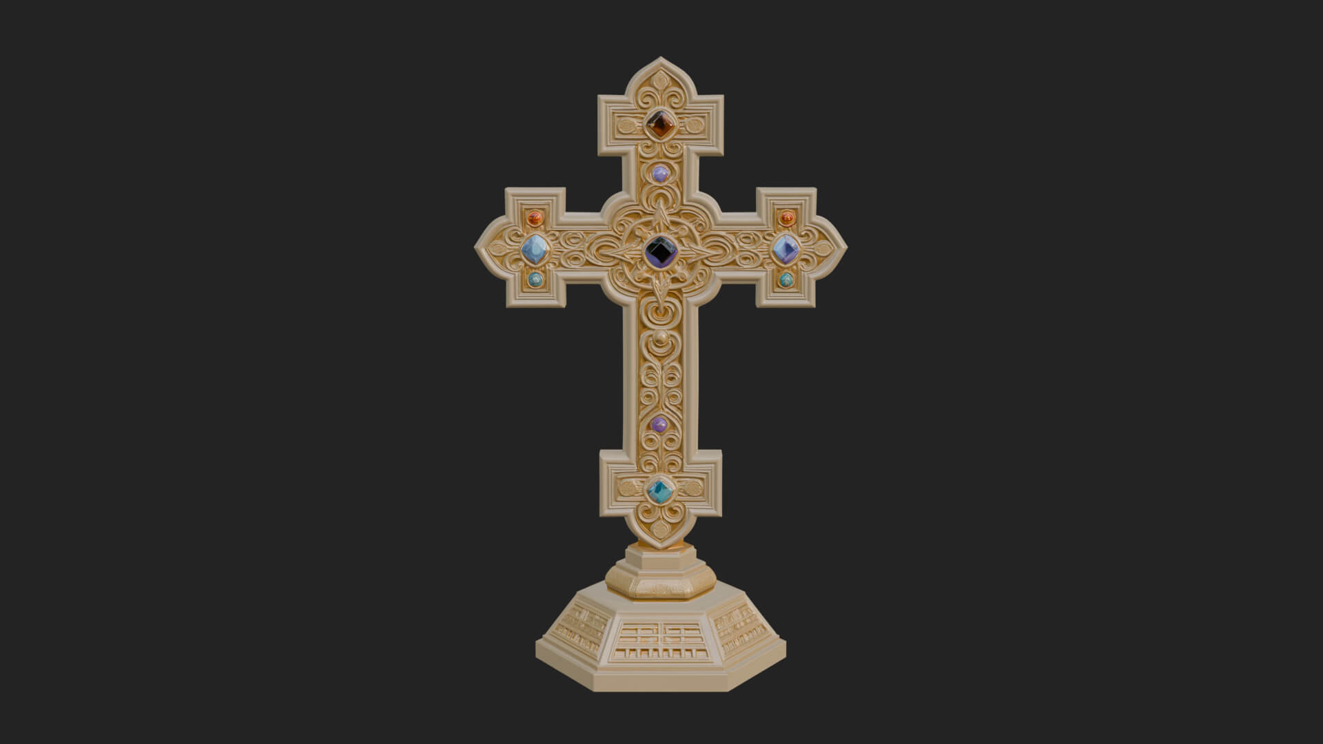 Standing Gem Cross Model Design 9 3D Print Model 3D Model