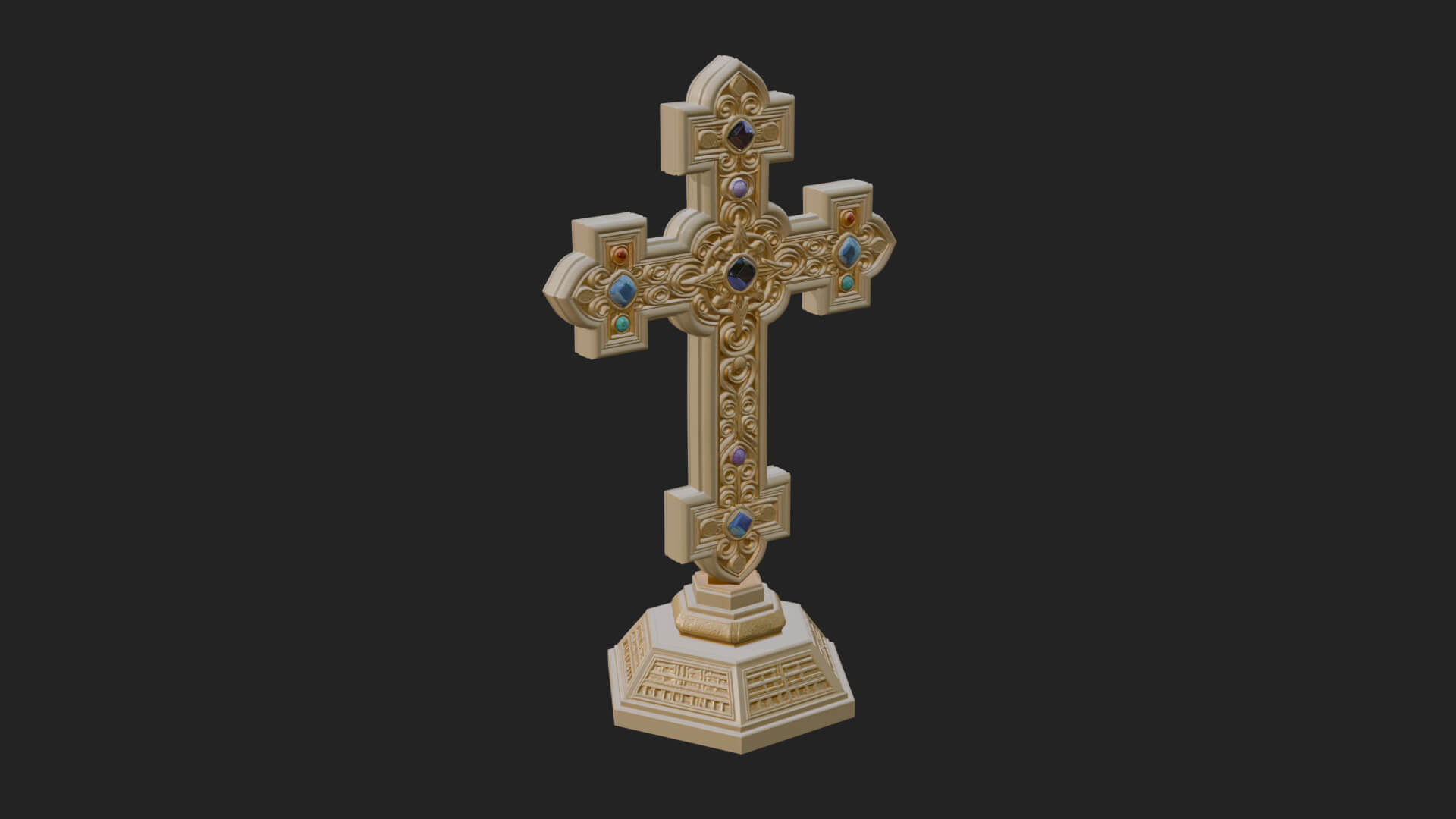 Standing Gem Cross Model Design 9 3D Print Model 3D Model