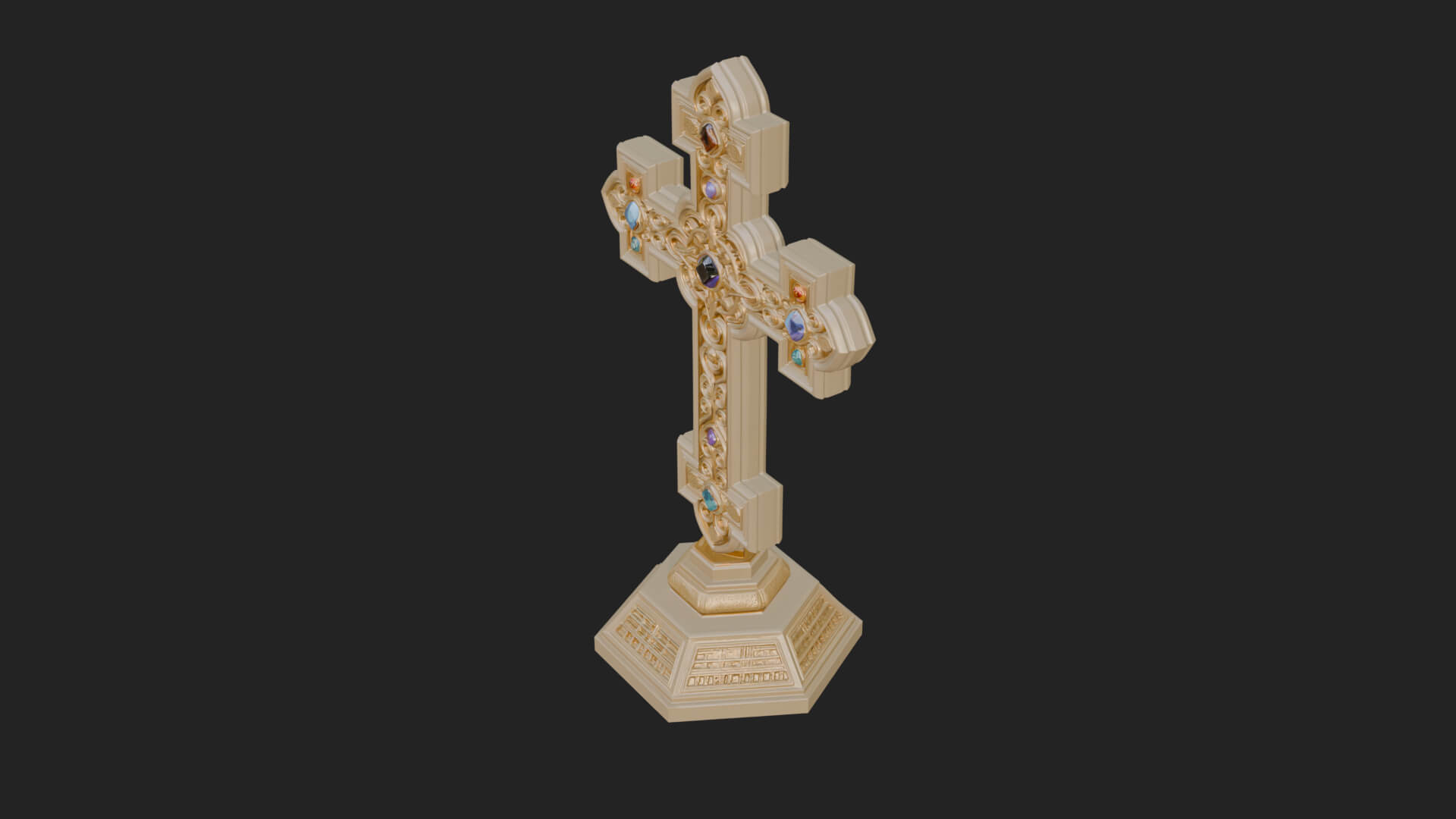 Standing Gem Cross Model Design 9 3D Print Model 3D Model