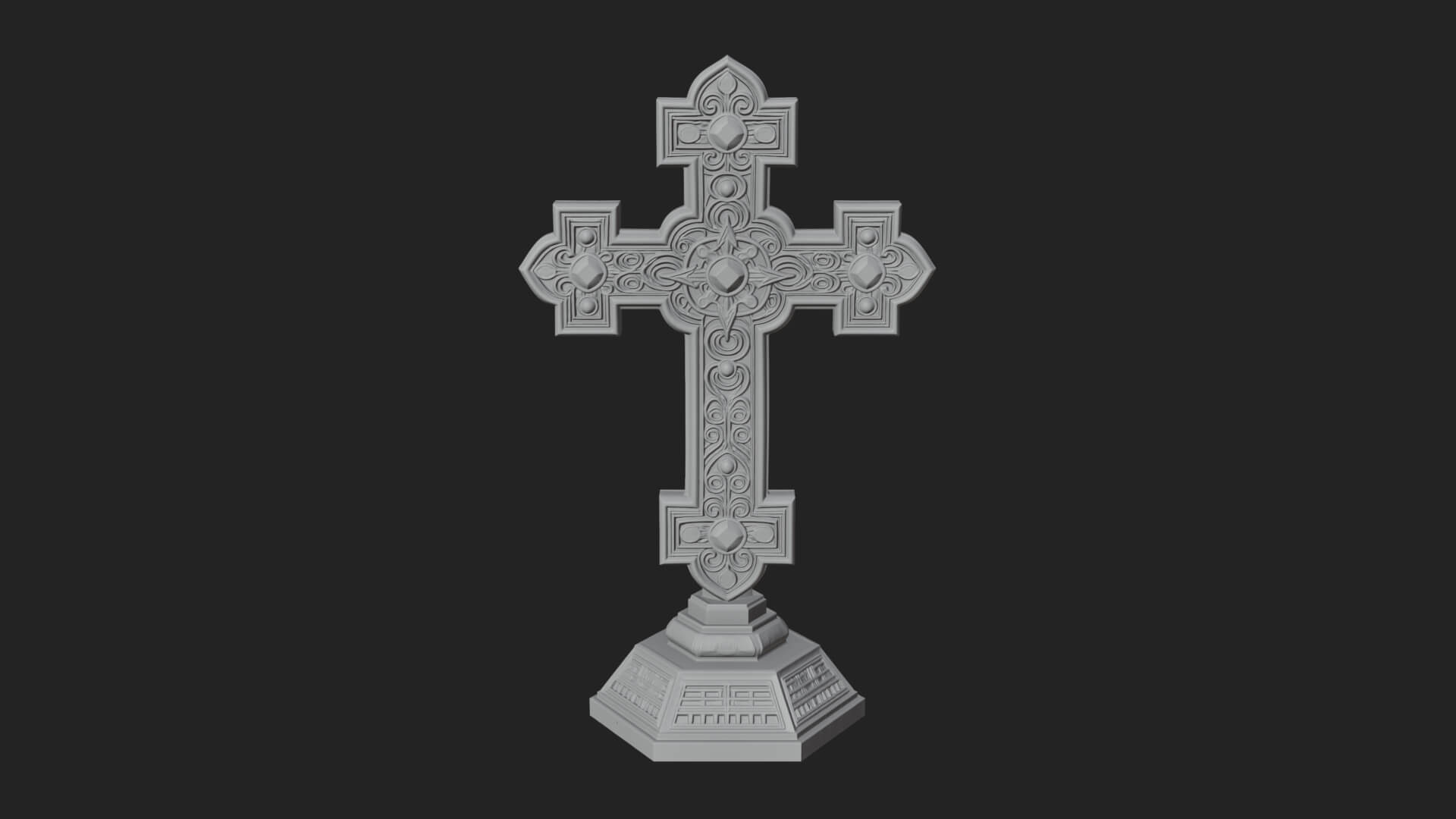 Standing Gem Cross Model Design 9 3D Print Model 3D Model