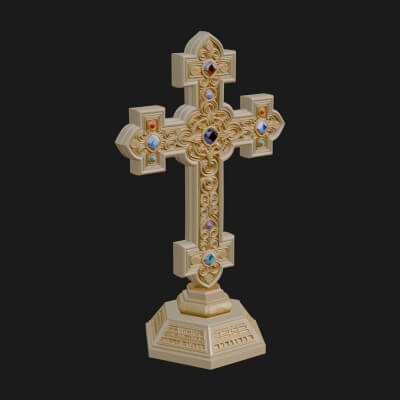 Standing Gem Cross Model Design 9 3D Print Model