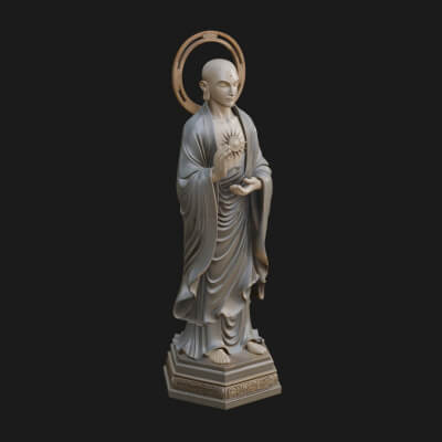 Standing Guanyin on Lotus Statue Design 3 3D Print Model