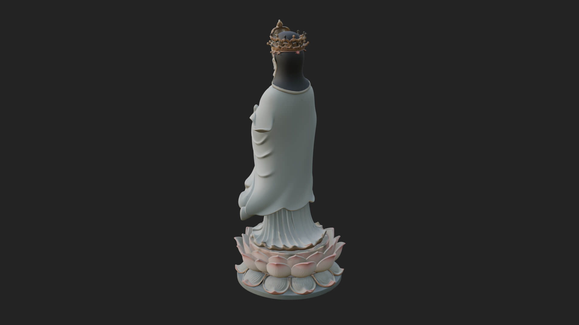 Standing Guanyin on Lotus Statue Design 4 3D Print Model 3D Model