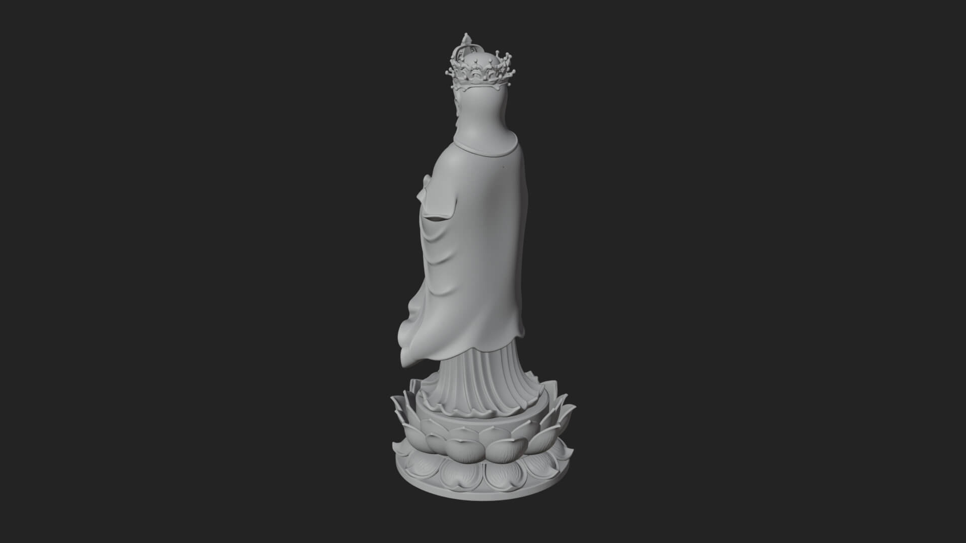 Standing Guanyin on Lotus Statue Design 4 3D Print Model 3D Model