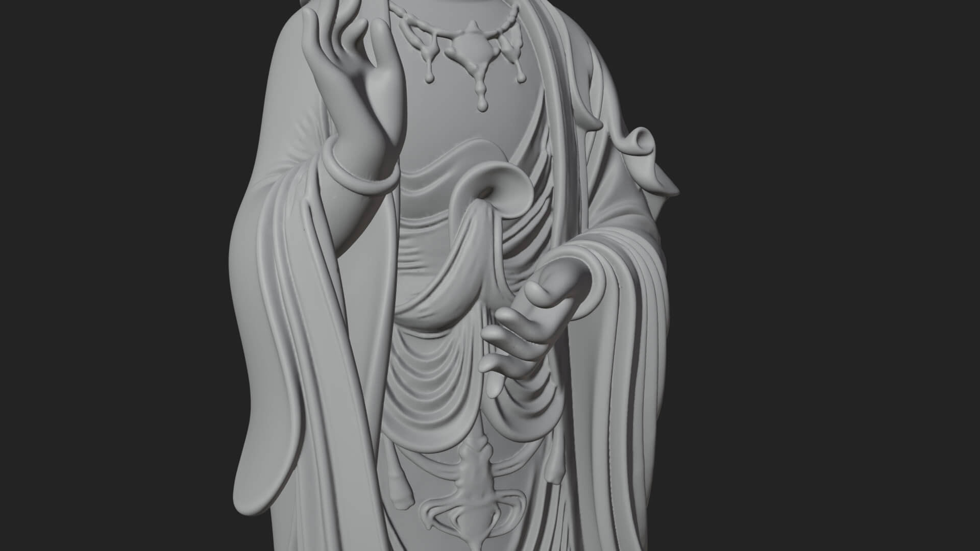 Standing Guanyin on Lotus Statue Design 4 3D Print Model 3D Model