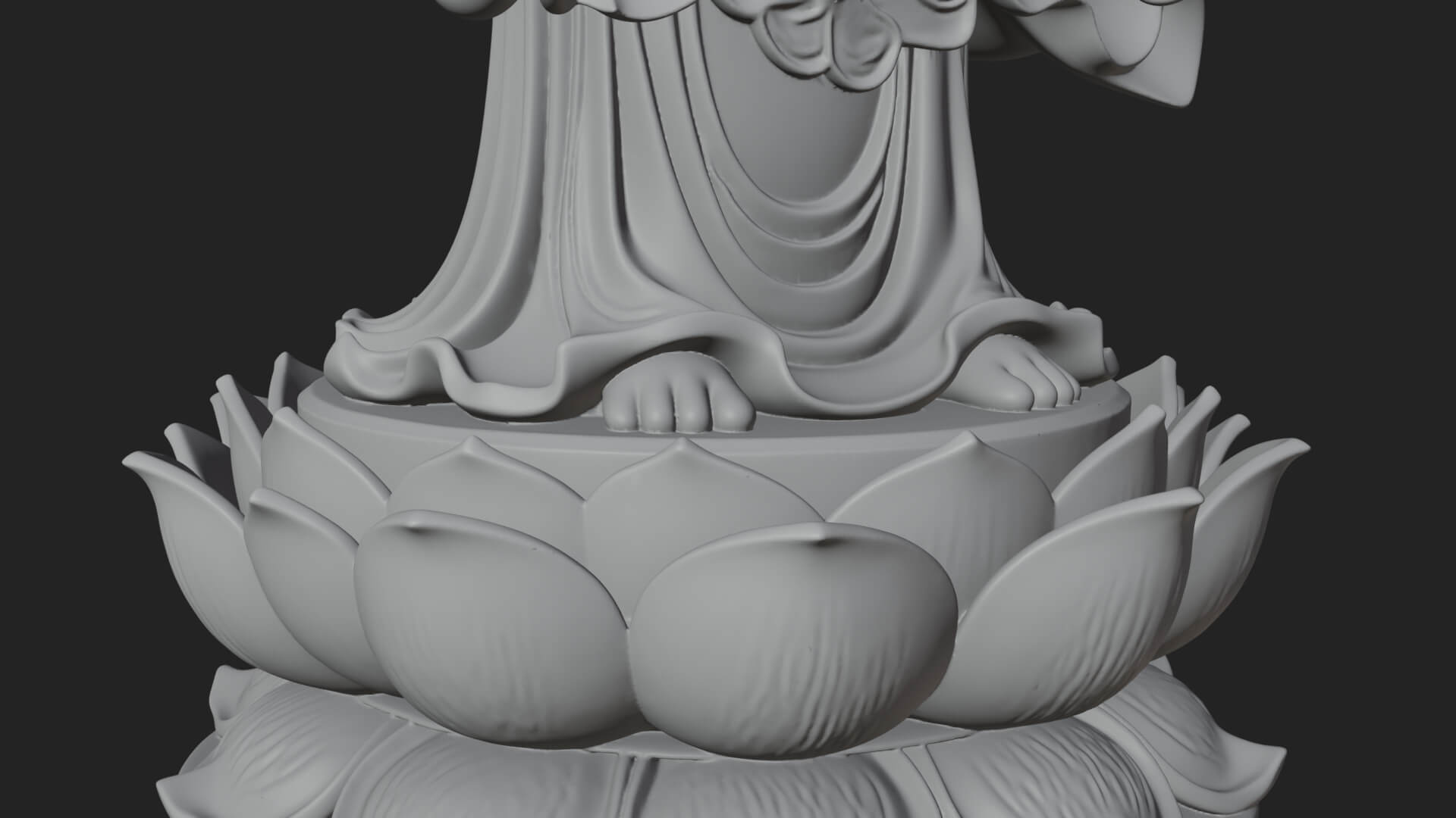 Standing Guanyin on Lotus Statue Design 4 3D Print Model 3D Model