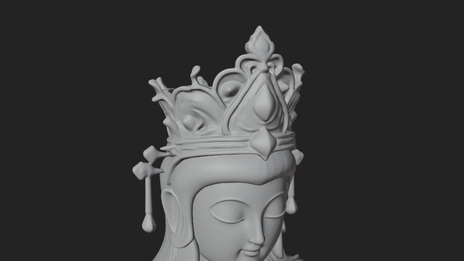 Standing Guanyin on Lotus Statue Design 5 3D Print Model 3D Model