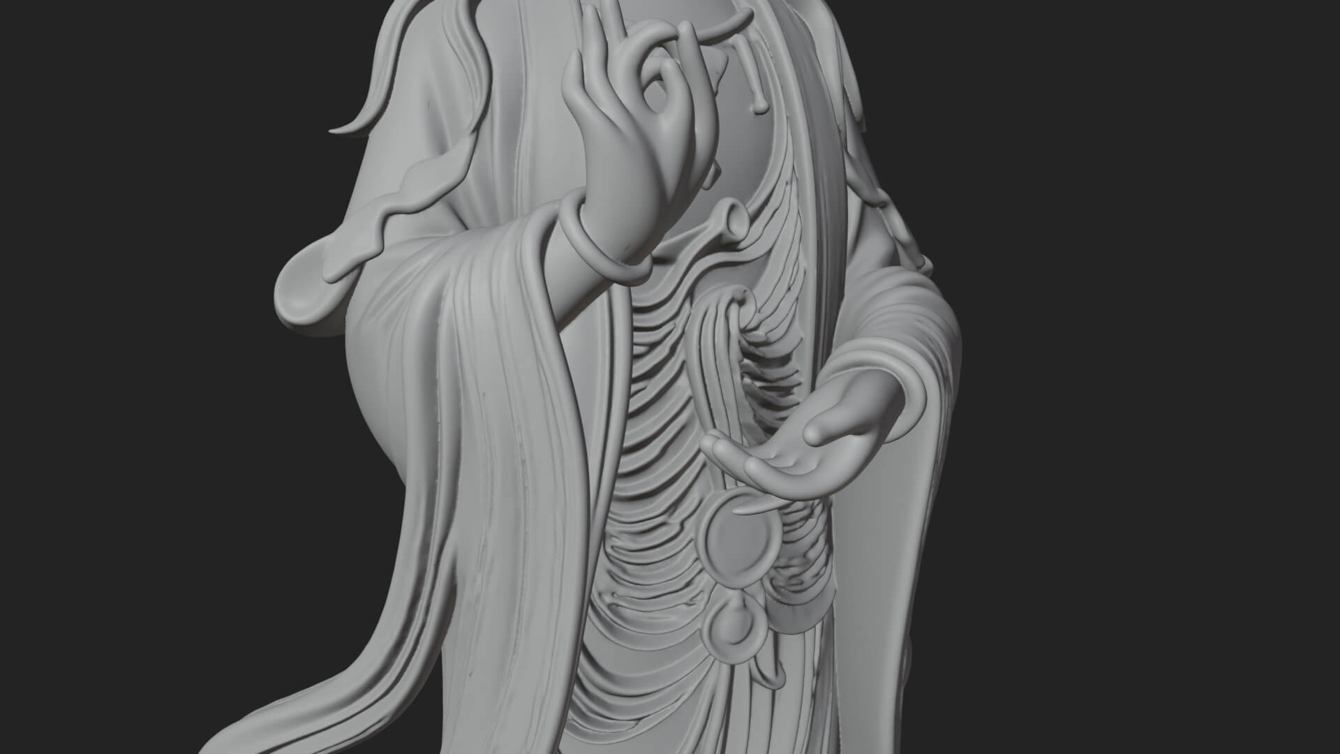 Standing Guanyin on Lotus Statue Design 5 3D Print Model 3D Model