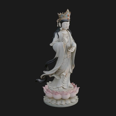 Standing Guanyin on Lotus Statue Design 5 3D Print Model