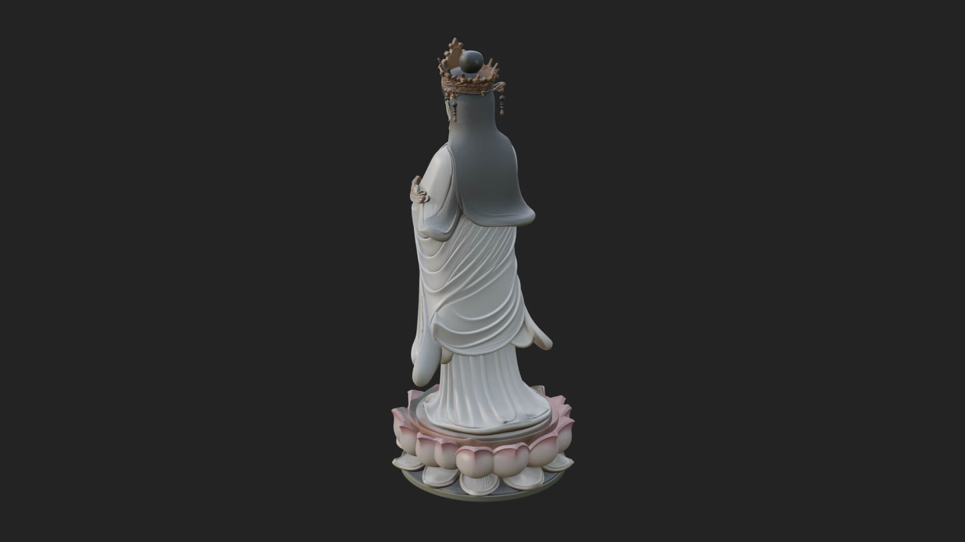 Standing Guanyin on Lotus Statue Design 6 3D Print Model 3D Model