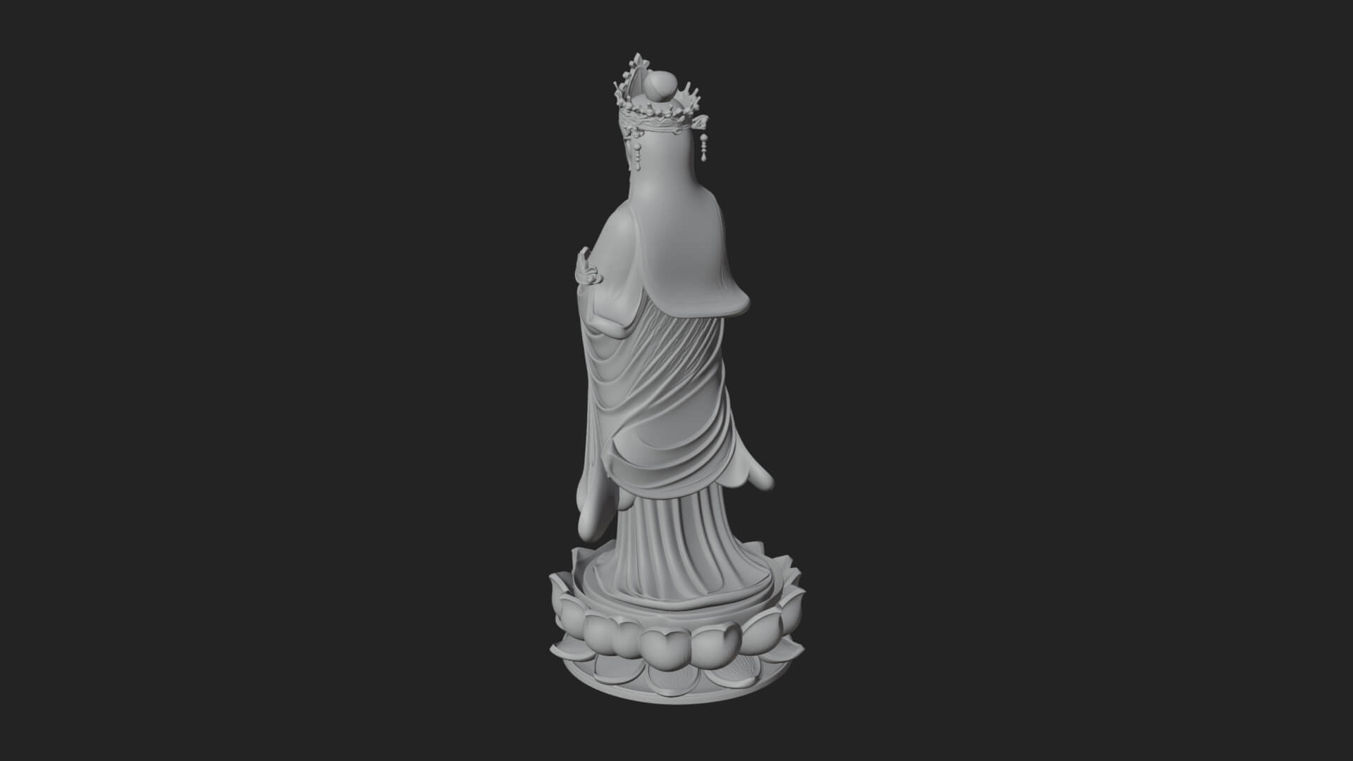 Standing Guanyin on Lotus Statue Design 6 3D Print Model 3D Model