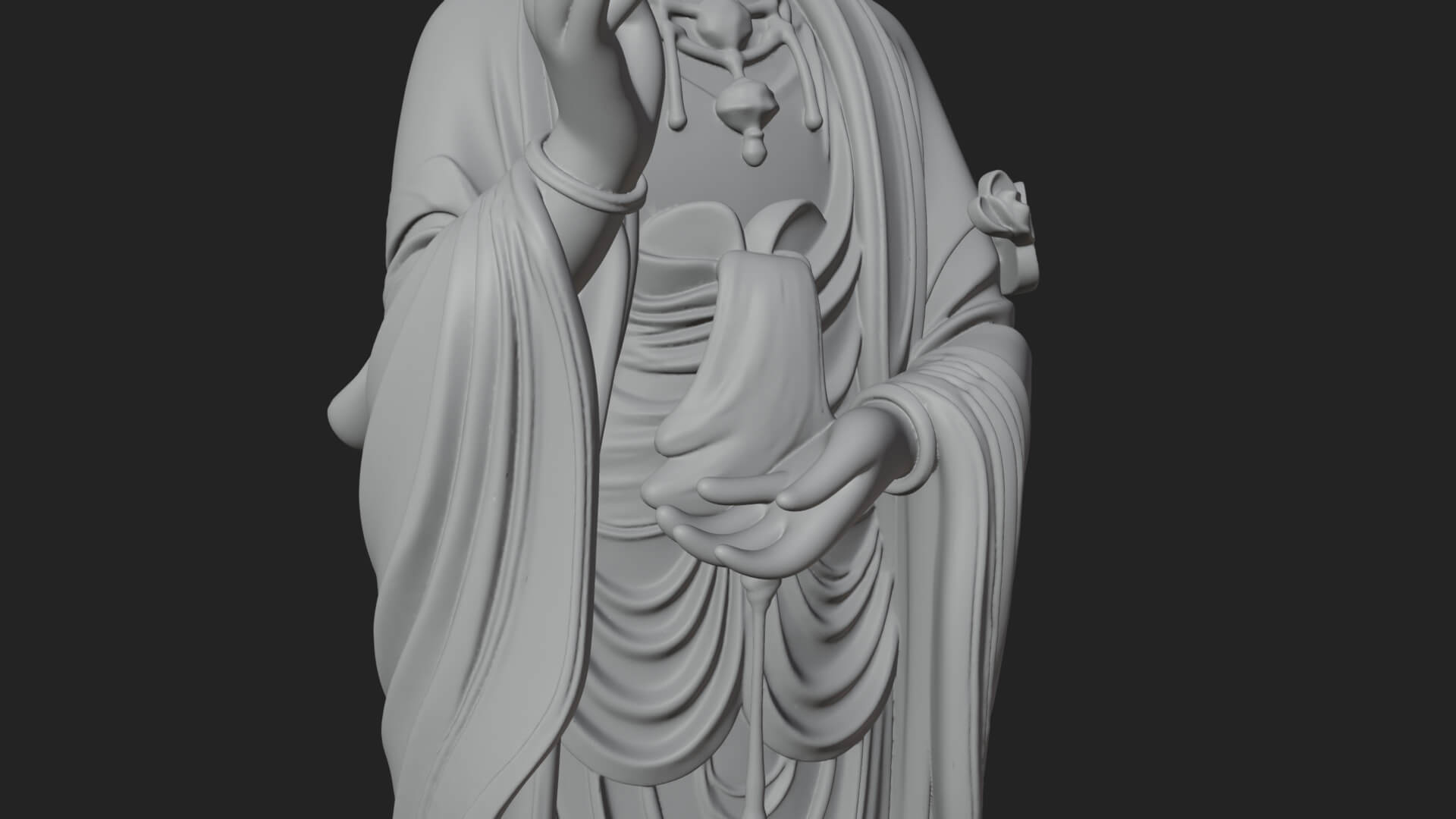 Standing Guanyin on Lotus Statue Design 6 3D Print Model 3D Model