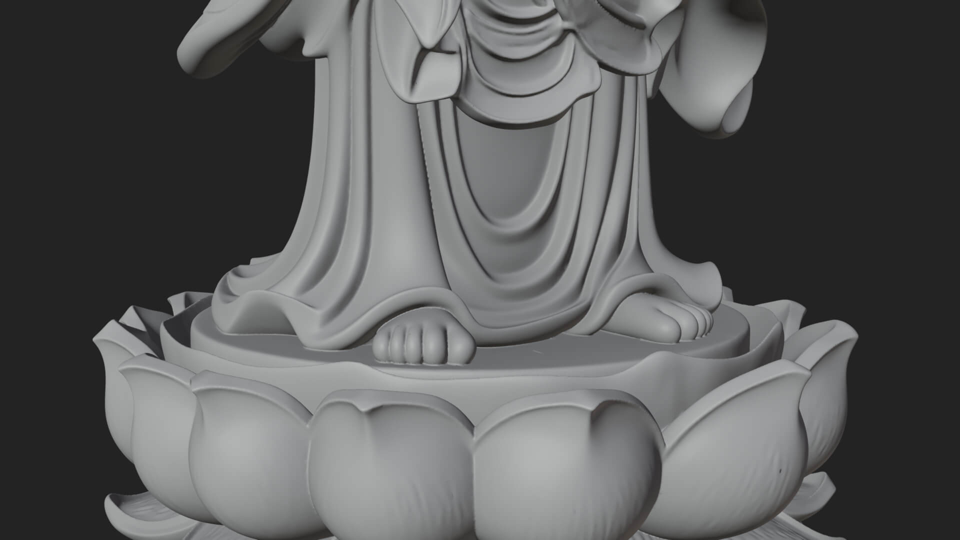 Standing Guanyin on Lotus Statue Design 6 3D Print Model 3D Model