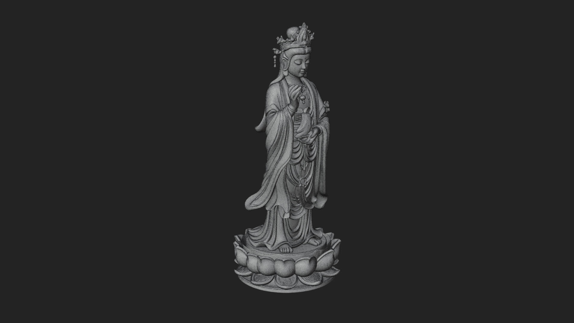 Standing Guanyin on Lotus Statue Design 6 3D Print Model 3D Model