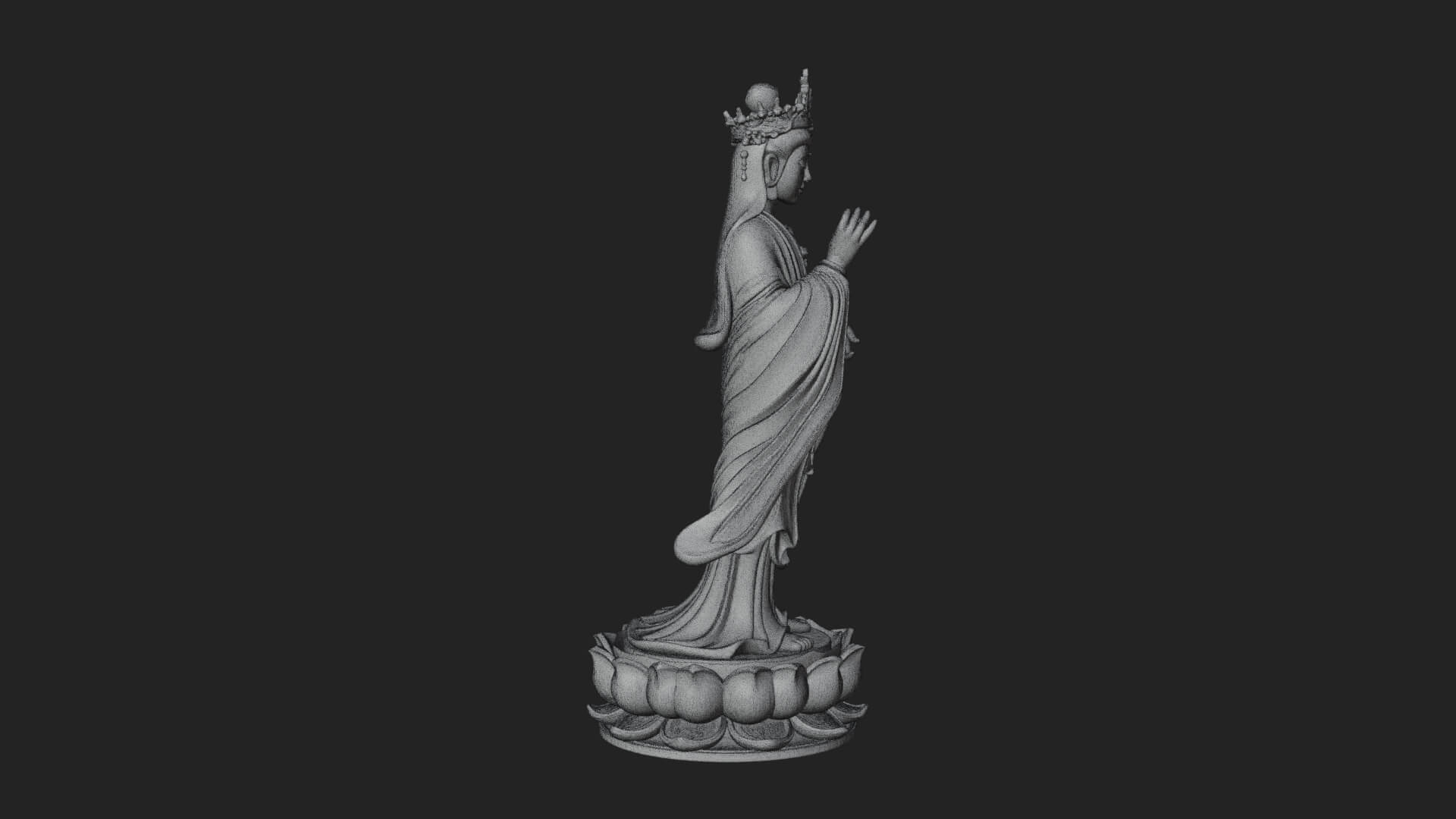 Standing Guanyin on Lotus Statue Design 6 3D Print Model 3D Model