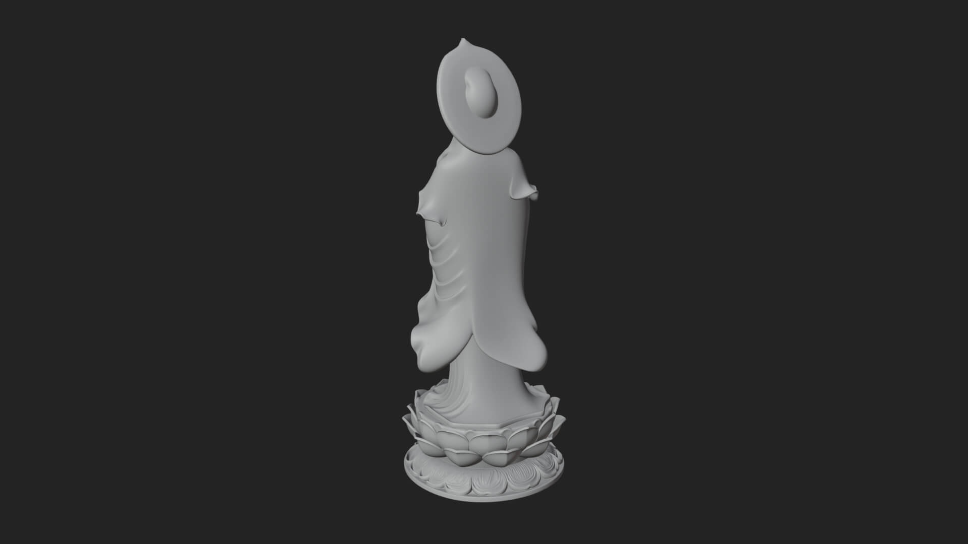 Standing Guanyin on Lotus Statue Design 7 3D Print Model 3D Model