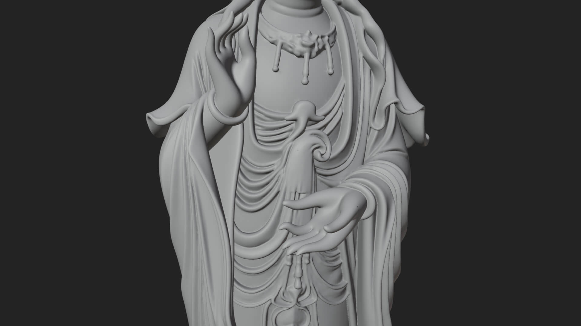 Standing Guanyin on Lotus Statue Design 7 3D Print Model 3D Model
