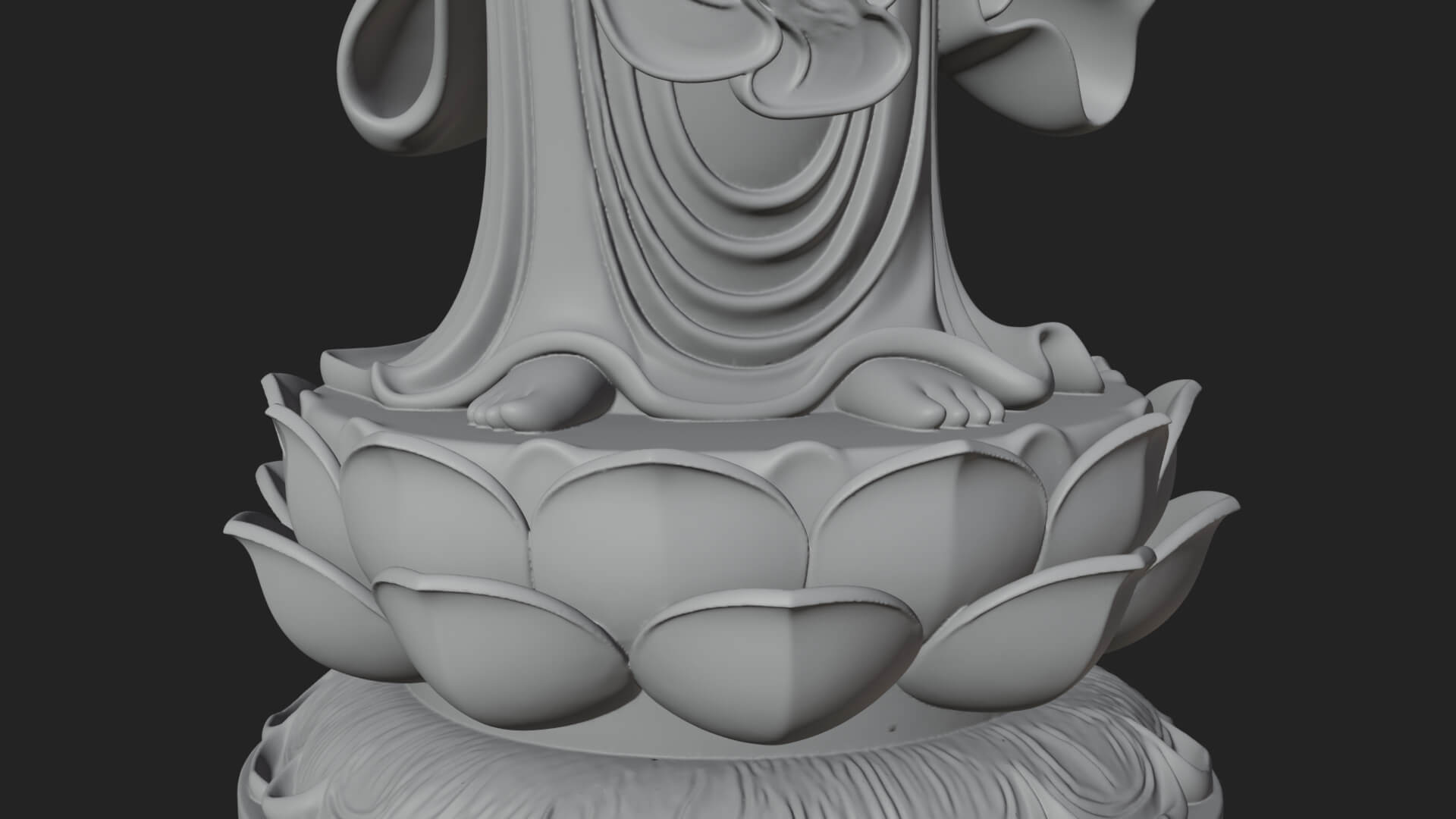 Standing Guanyin on Lotus Statue Design 7 3D Print Model 3D Model