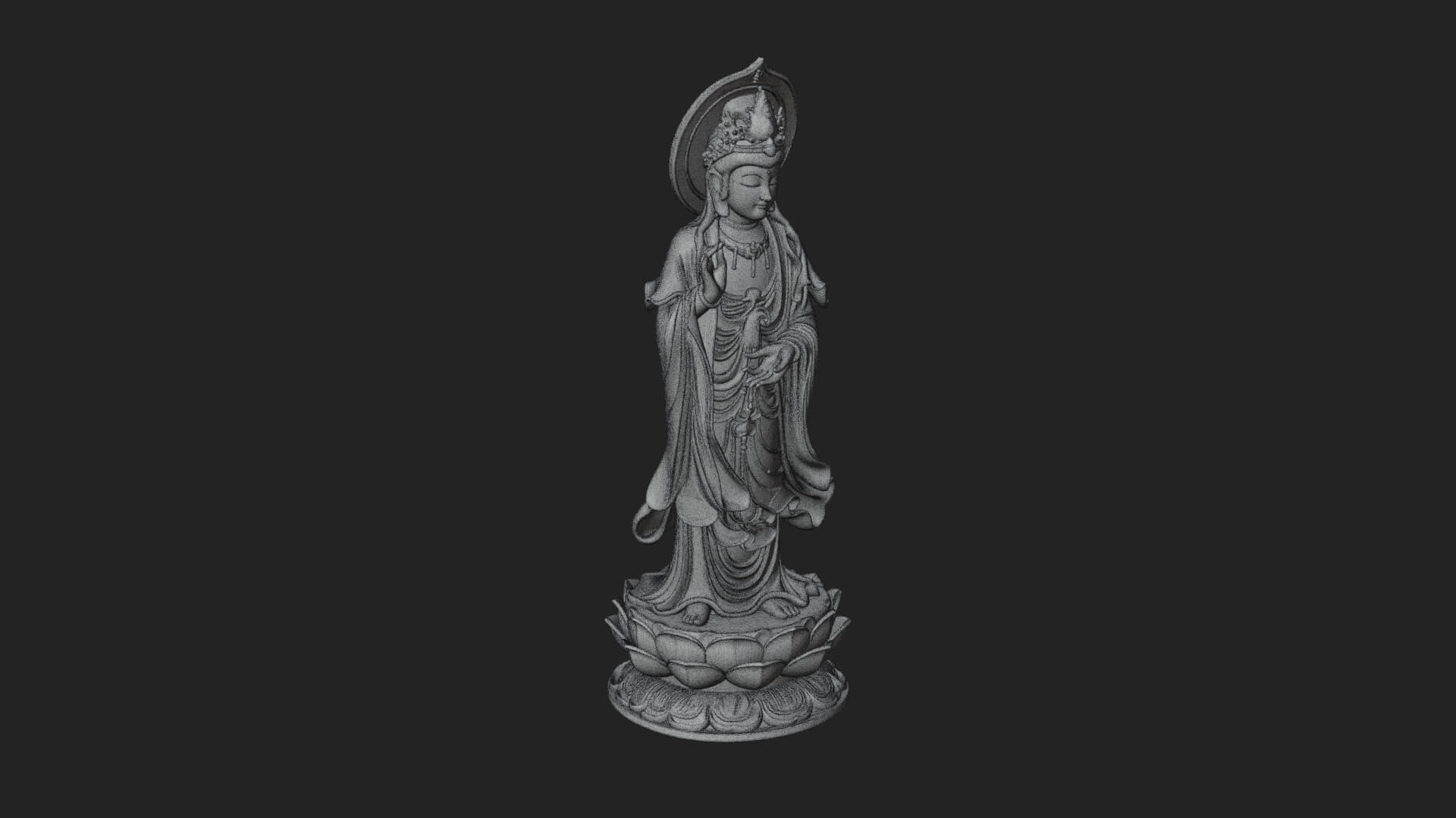 Standing Guanyin on Lotus Statue Design 7 3D Print Model 3D Model