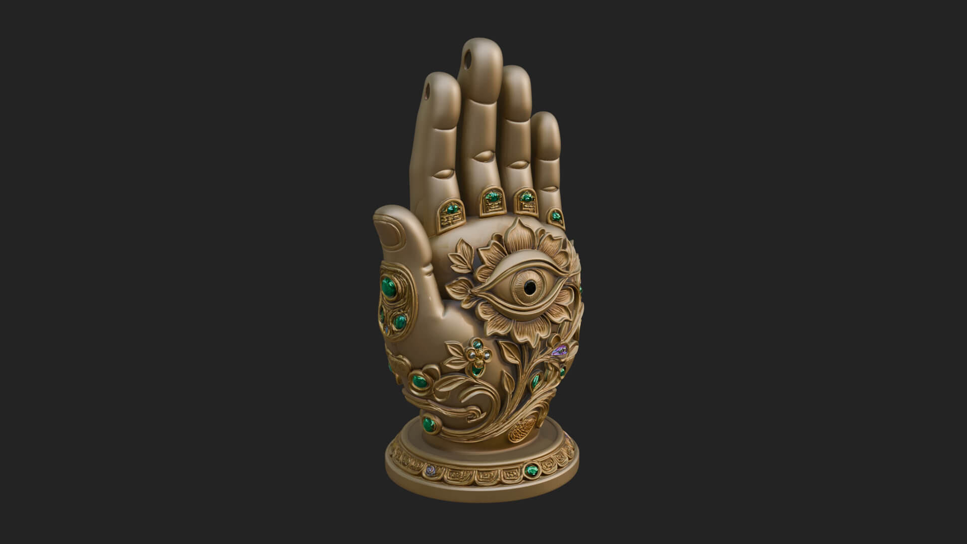 Standing Hamsa Hand Ornament Design 1 3D Print Model 3D Model