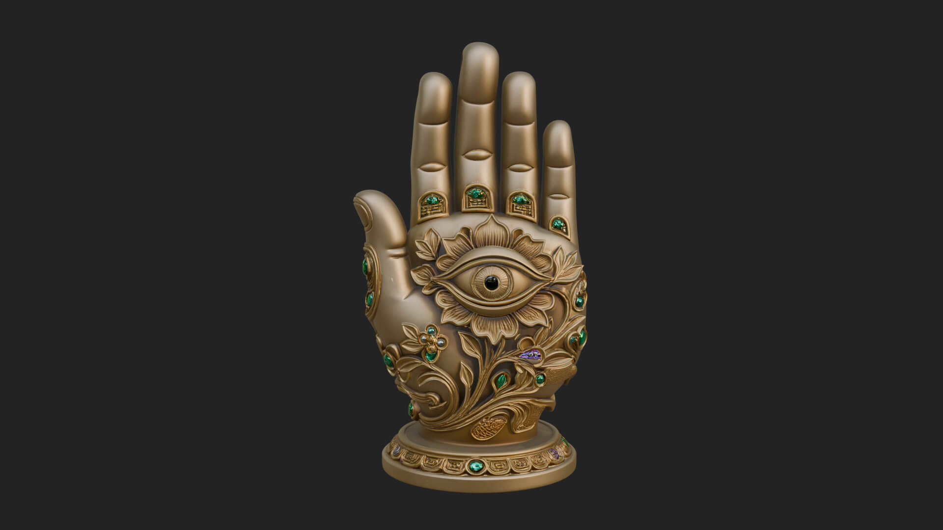 Standing Hamsa Hand Ornament Design 1 3D Print Model 3D Model