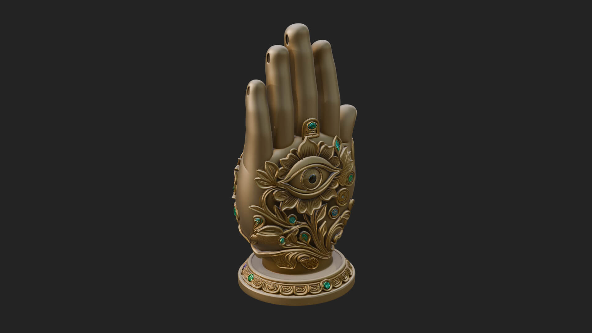 Standing Hamsa Hand Ornament Design 1 3D Print Model 3D Model