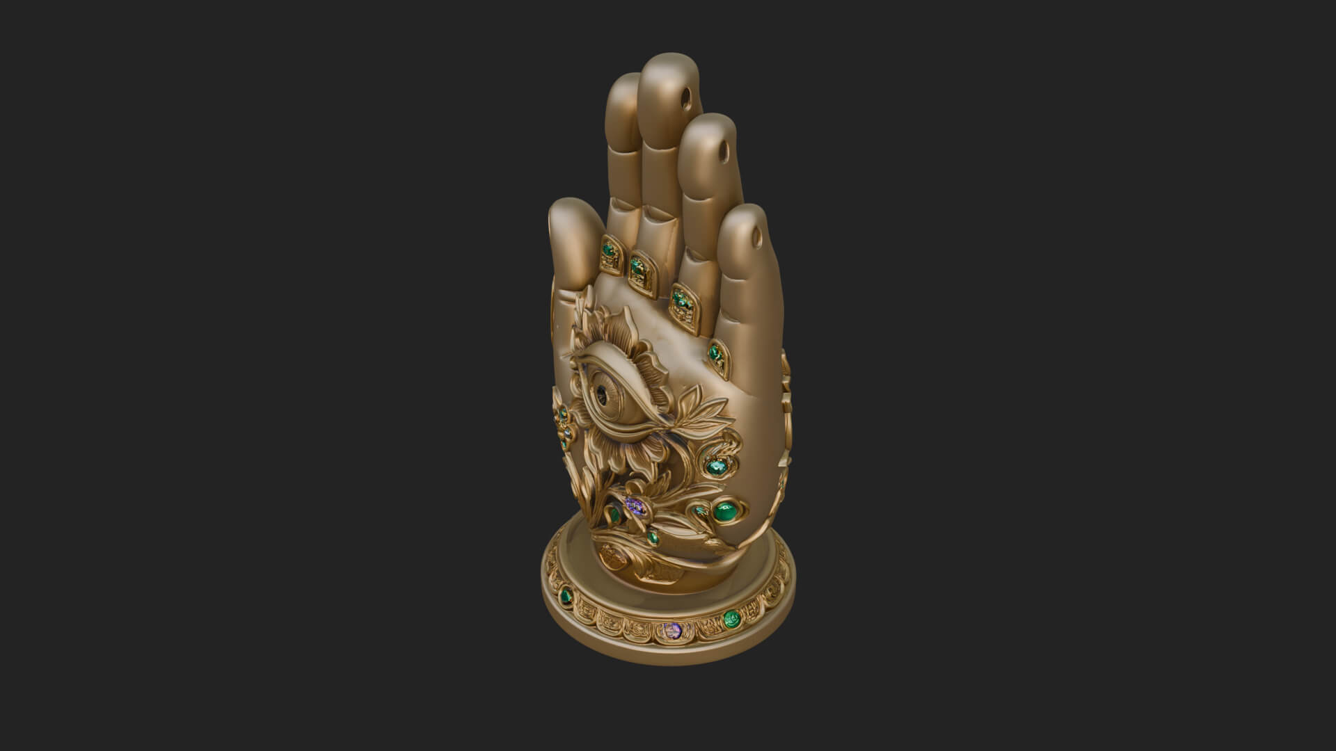Standing Hamsa Hand Ornament Design 1 3D Print Model 3D Model