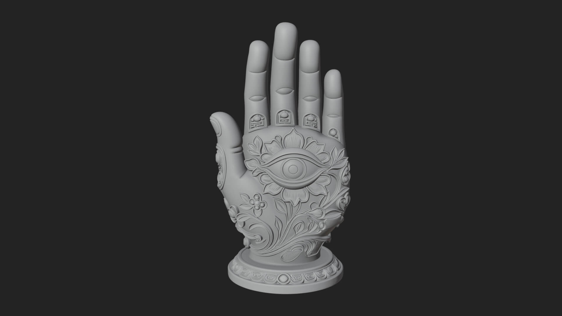 Standing Hamsa Hand Ornament Design 1 3D Print Model 3D Model