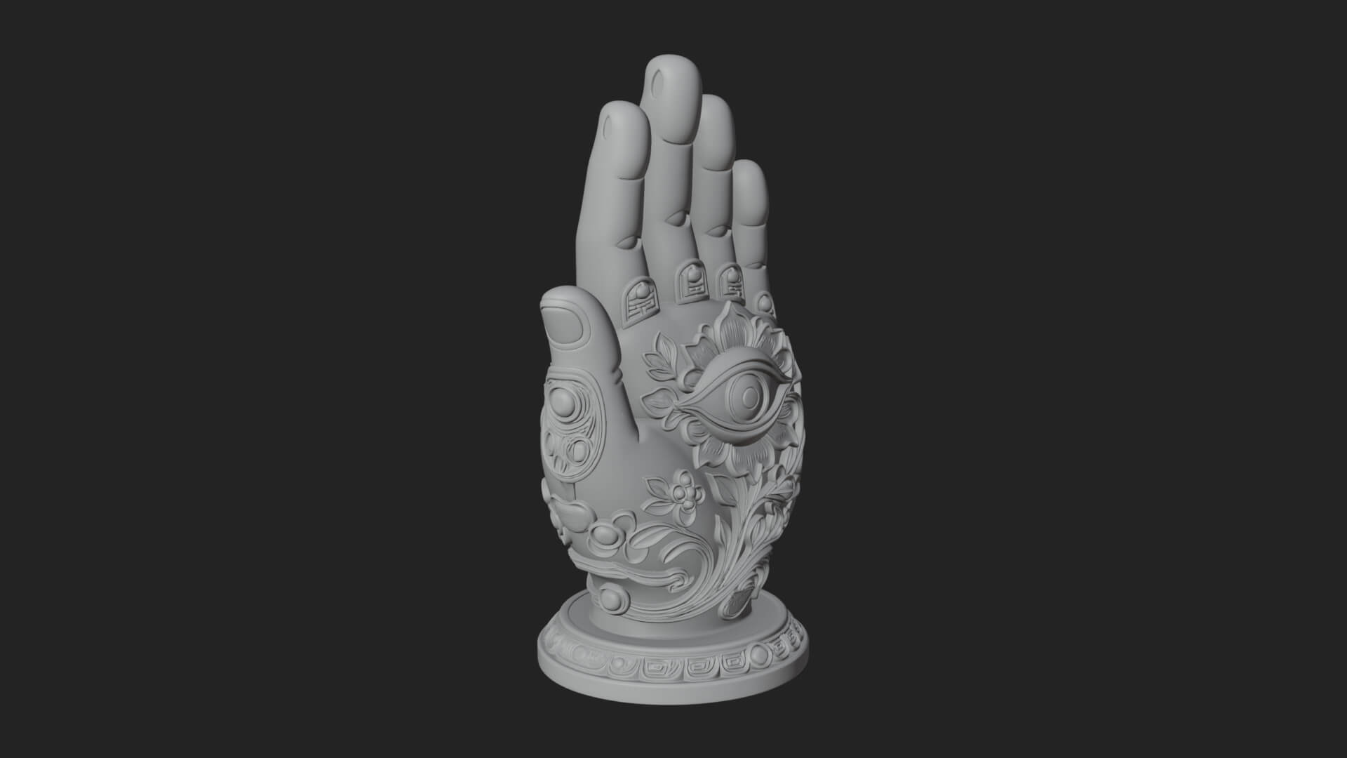 Standing Hamsa Hand Ornament Design 1 3D Print Model 3D Model