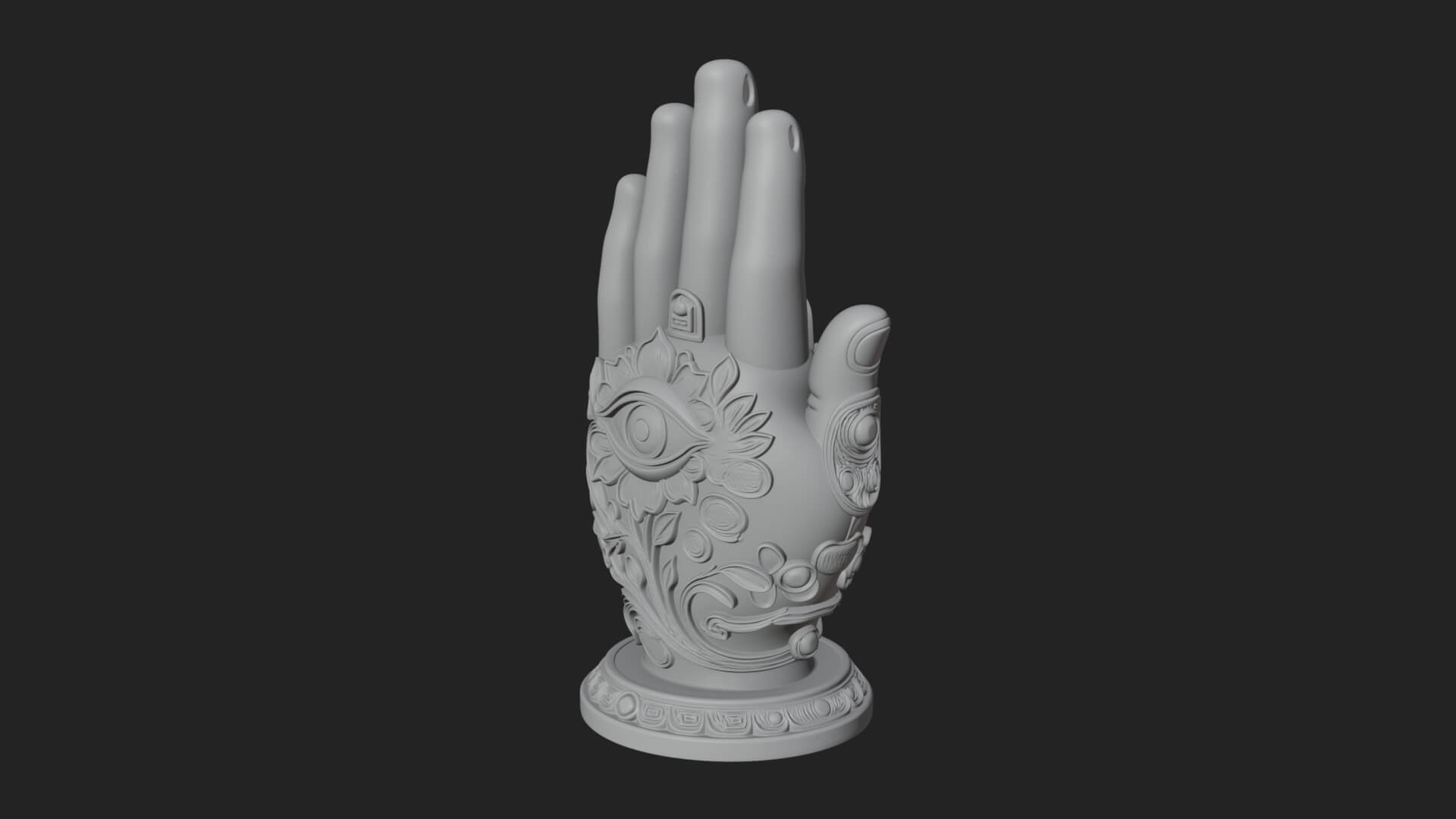Standing Hamsa Hand Ornament Design 1 3D Print Model 3D Model