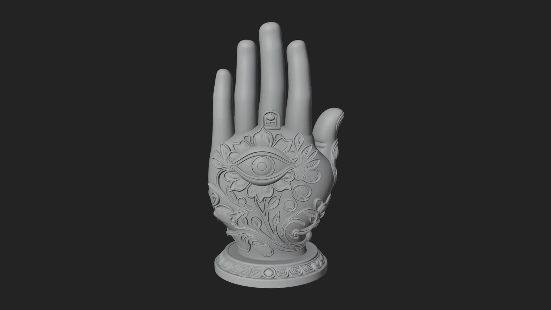 Standing Hamsa Hand Ornament Design 1 3D Print Model 3D Model
