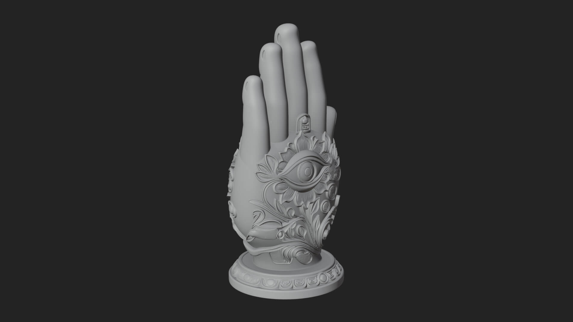Standing Hamsa Hand Ornament Design 1 3D Print Model 3D Model