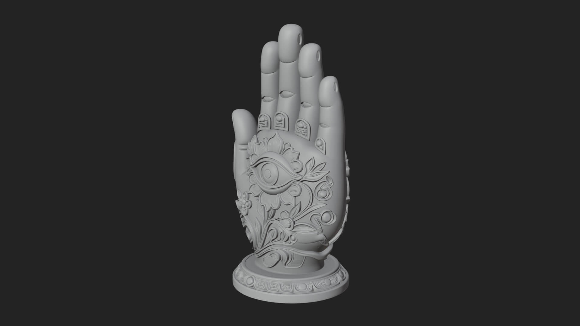 Standing Hamsa Hand Ornament Design 1 3D Print Model 3D Model