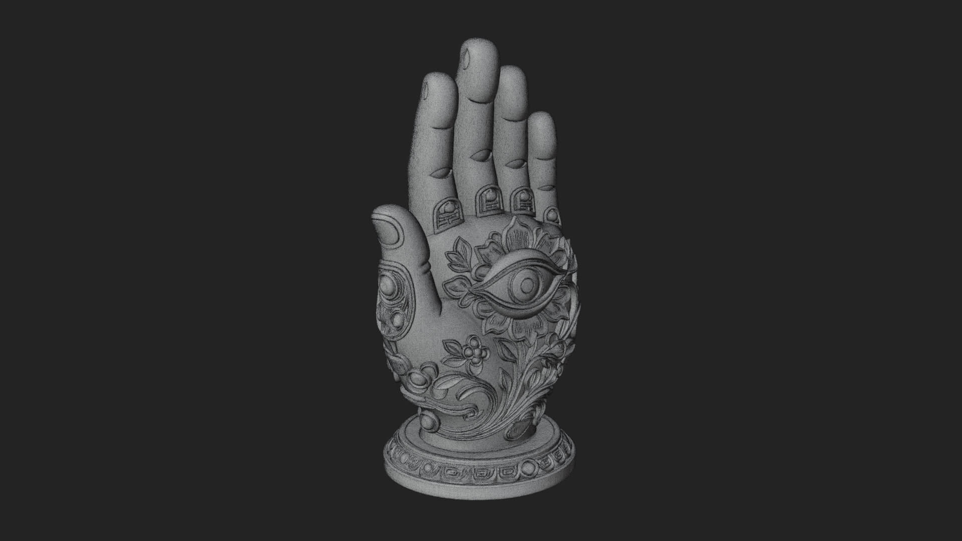 Standing Hamsa Hand Ornament Design 1 3D Print Model 3D Model