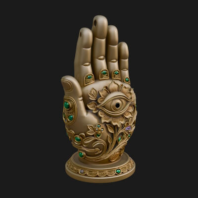 Standing Hamsa Hand Ornament Design 1 3D Print Model