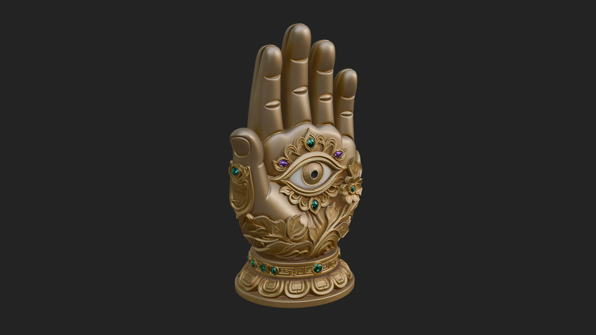Standing Hamsa Hand Ornament Design 2 3D Print Model 3D Model