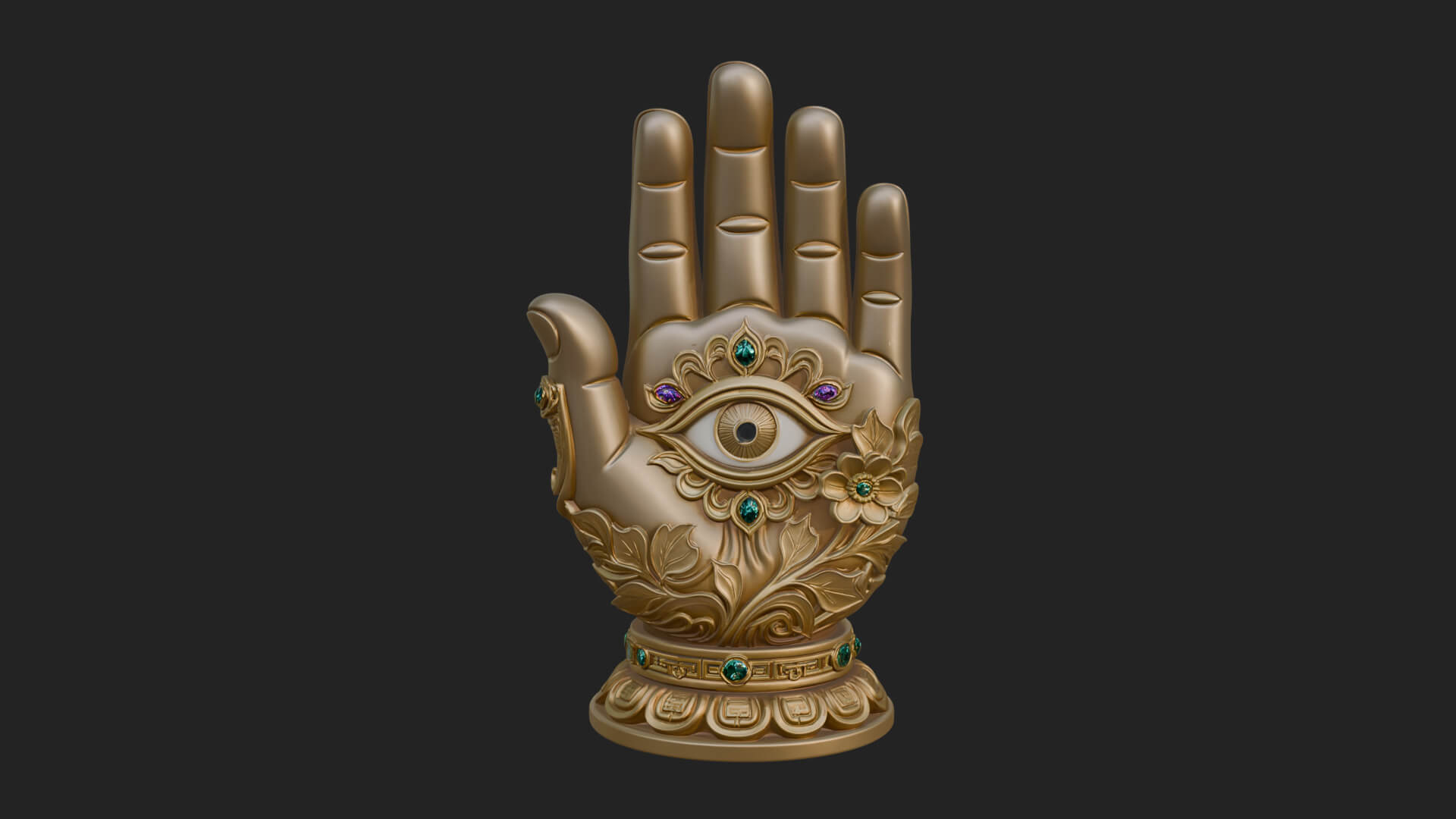 Standing Hamsa Hand Ornament Design 2 3D Print Model 3D Model
