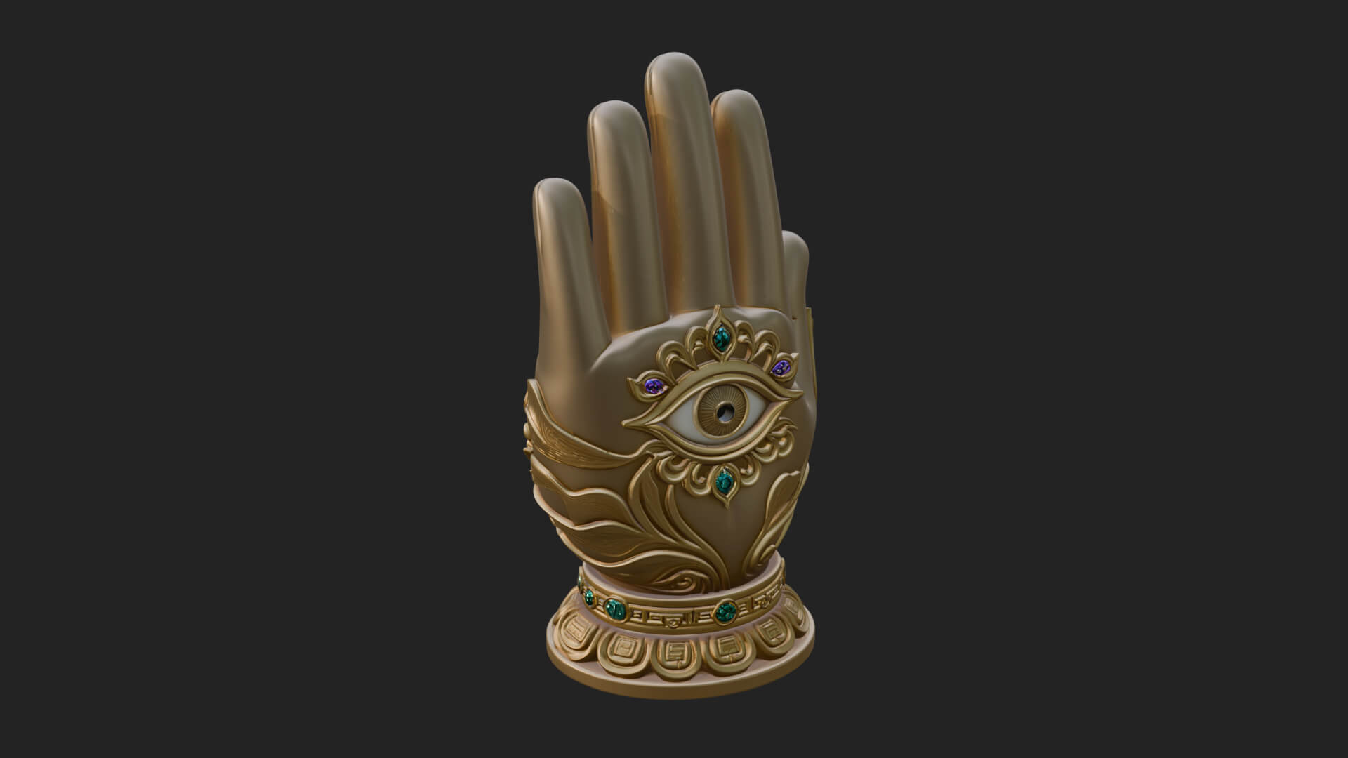 Standing Hamsa Hand Ornament Design 2 3D Print Model 3D Model