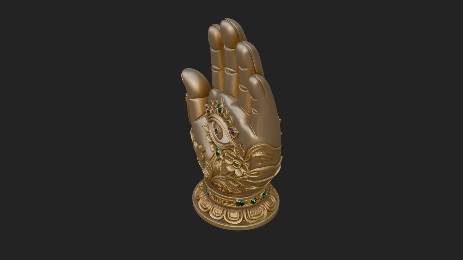 Standing Hamsa Hand Ornament Design 2 3D Print Model 3D Model