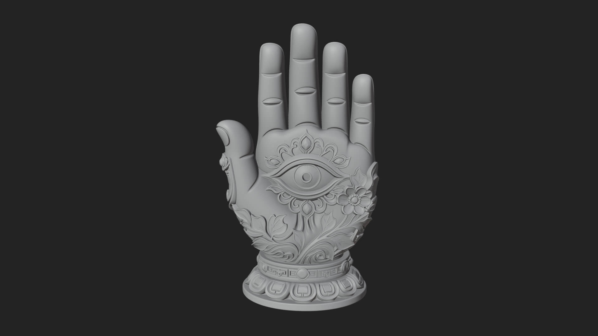 Standing Hamsa Hand Ornament Design 2 3D Print Model 3D Model