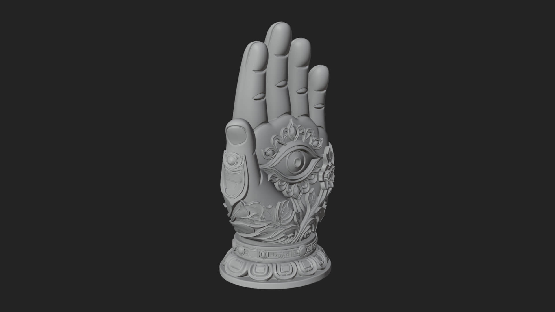 Standing Hamsa Hand Ornament Design 2 3D Print Model 3D Model