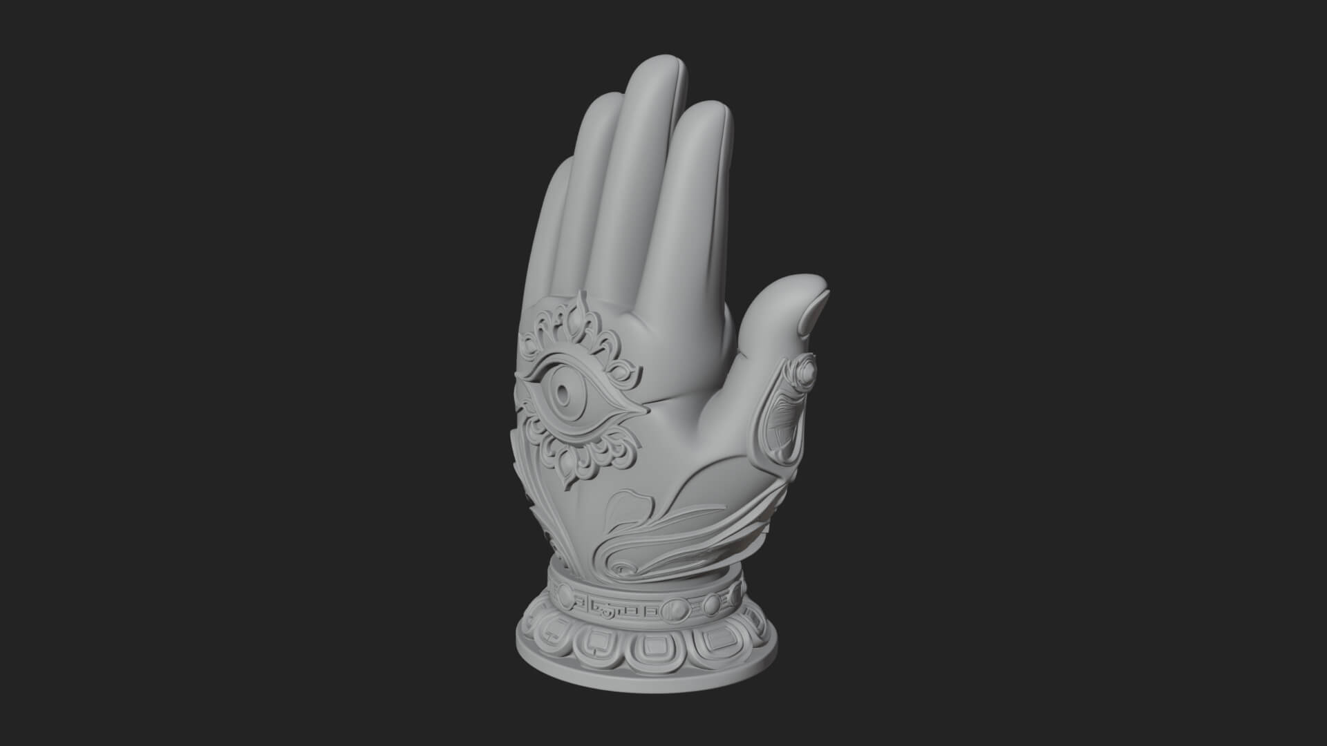 Standing Hamsa Hand Ornament Design 2 3D Print Model 3D Model