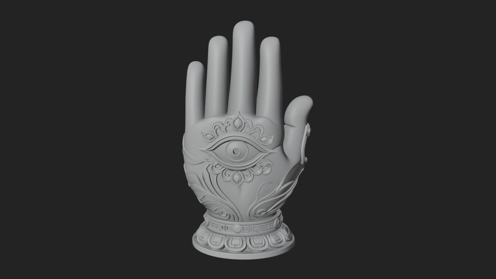 Standing Hamsa Hand Ornament Design 2 3D Print Model 3D Model