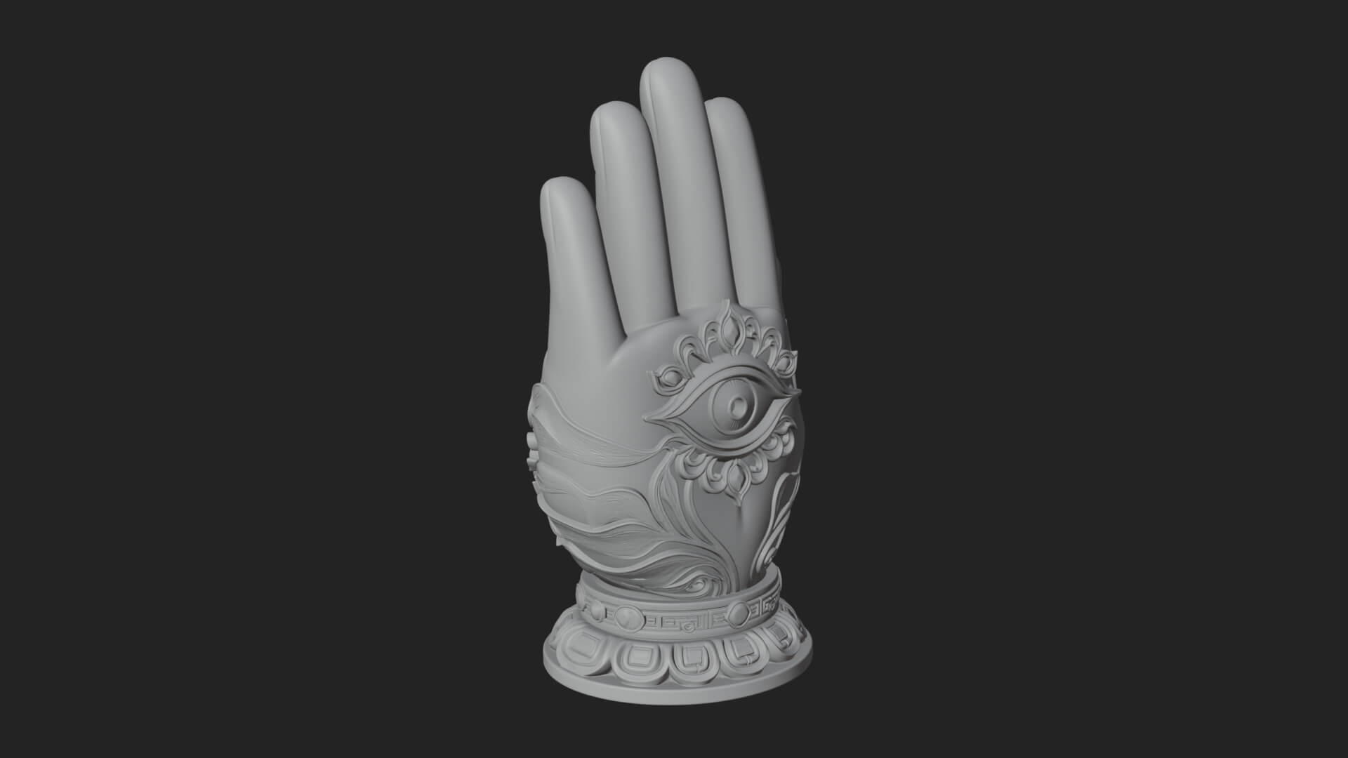 Standing Hamsa Hand Ornament Design 2 3D Print Model 3D Model