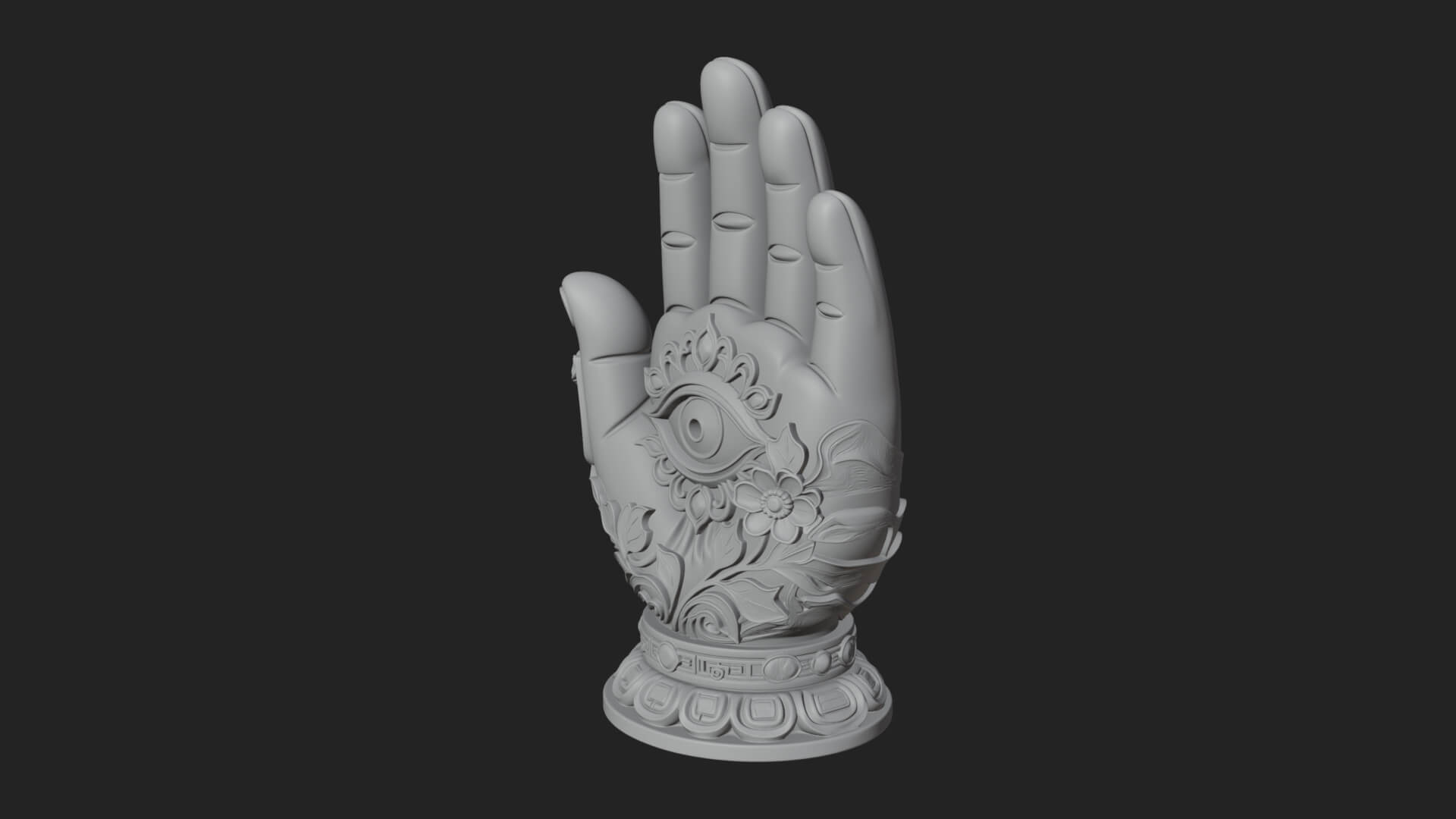 Standing Hamsa Hand Ornament Design 2 3D Print Model 3D Model