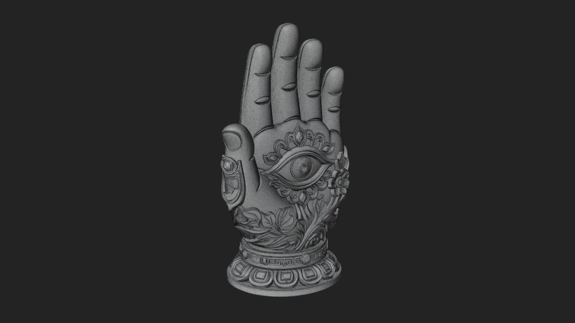 Standing Hamsa Hand Ornament Design 2 3D Print Model 3D Model