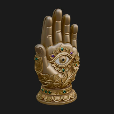 Standing Hamsa Hand Ornament Design 2 3D Print Model